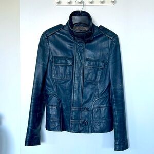 Classic Navy Leather Jacket